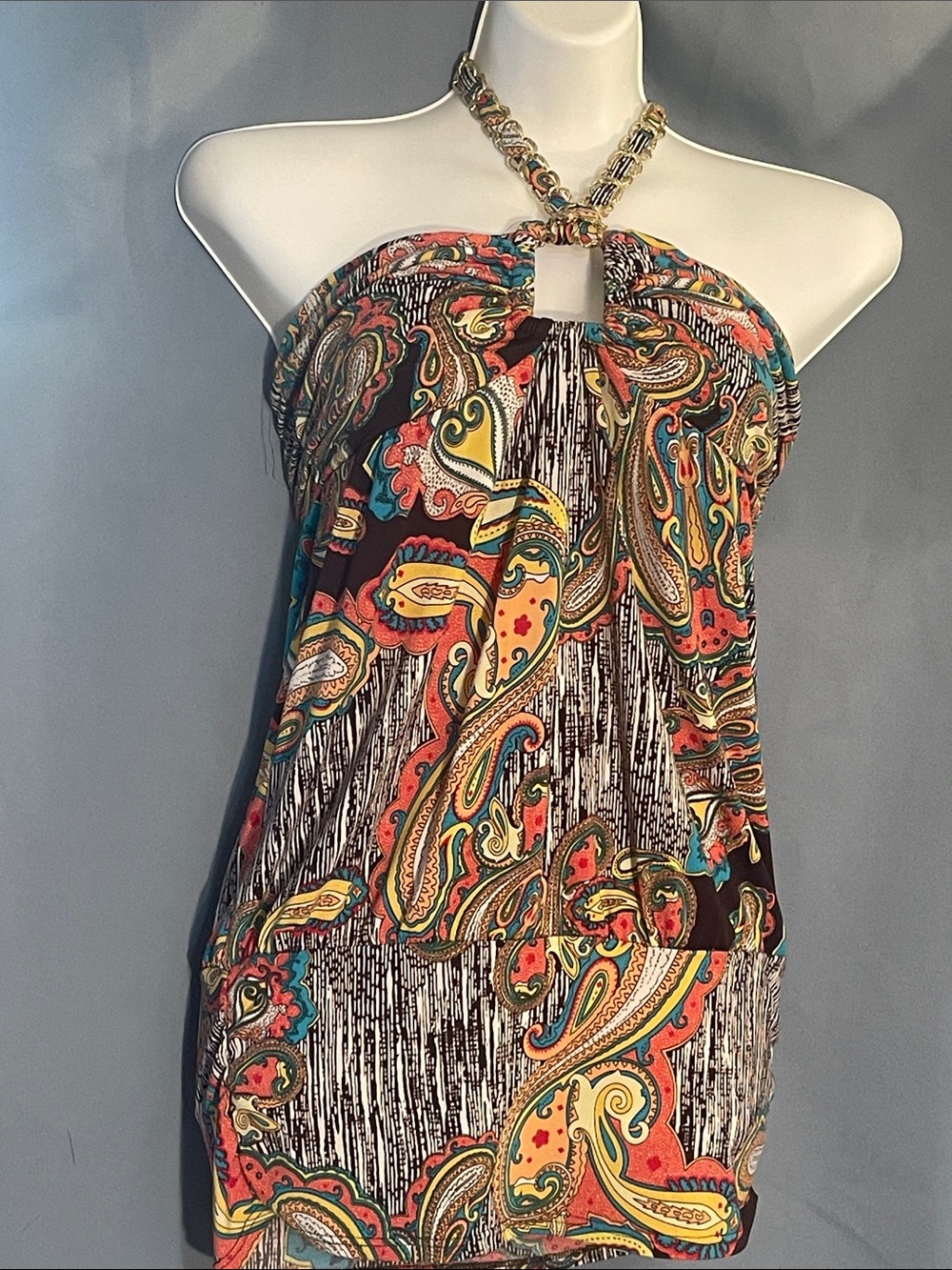 Boho Strapless Paisley Mini Dress in Multicolor